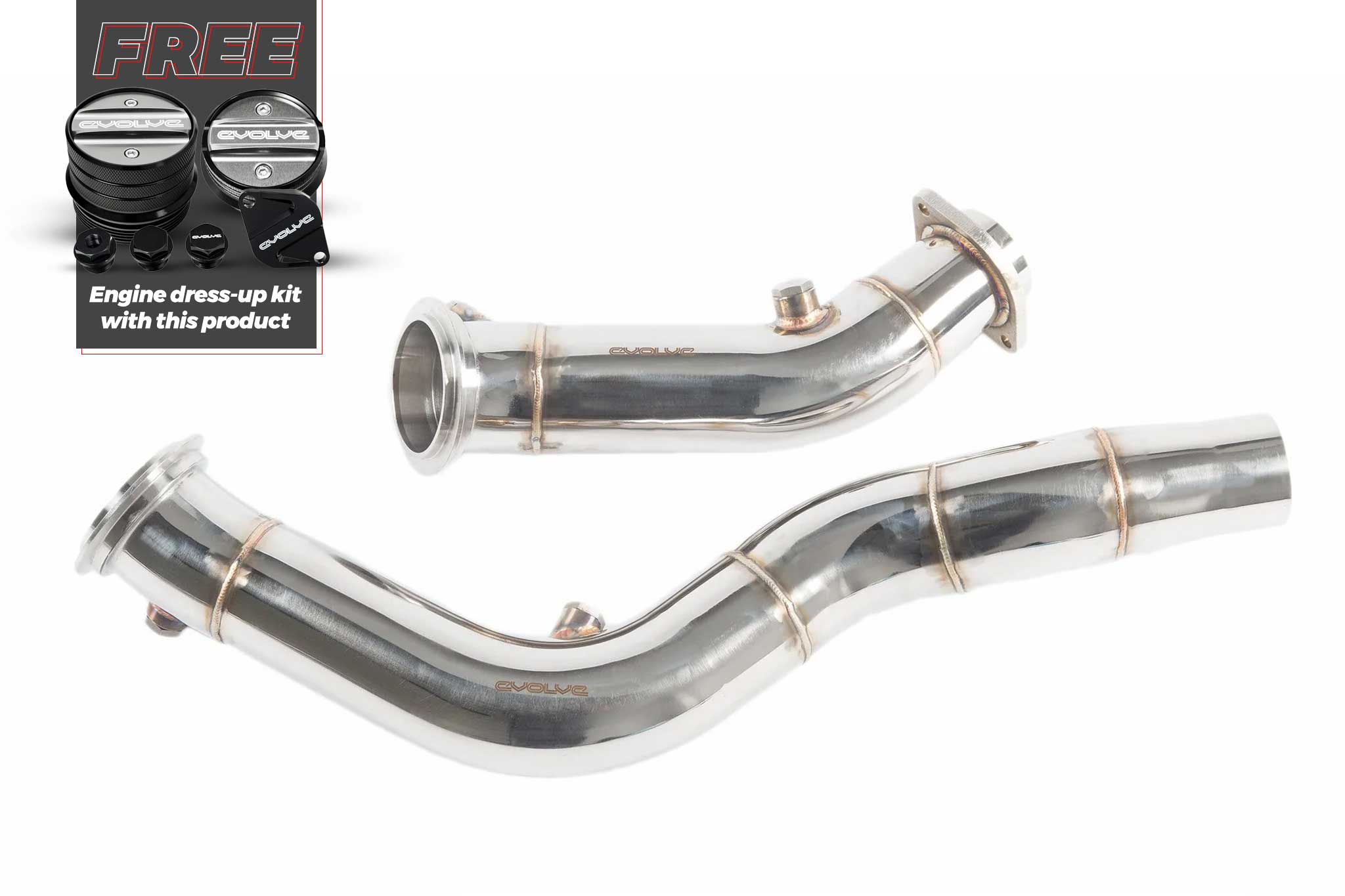 Evolve Catless Turbo Downpipes - BMW 2 Series F87 M2 Competition | 3 Series F80 M3 | 4 Series F82 | F83 M4 S55