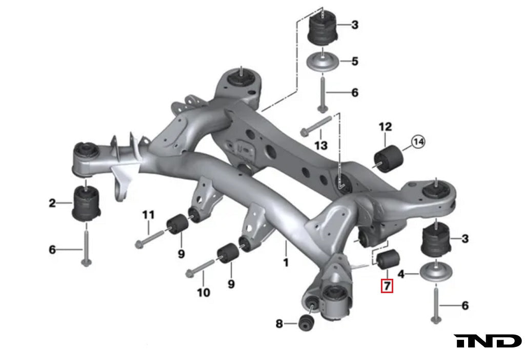 Fall - Line Motorsports G8x / F8x / E9x / E82 Rear Lower Control Arm Cup Subframe Bearing Set - Evolve Automotive