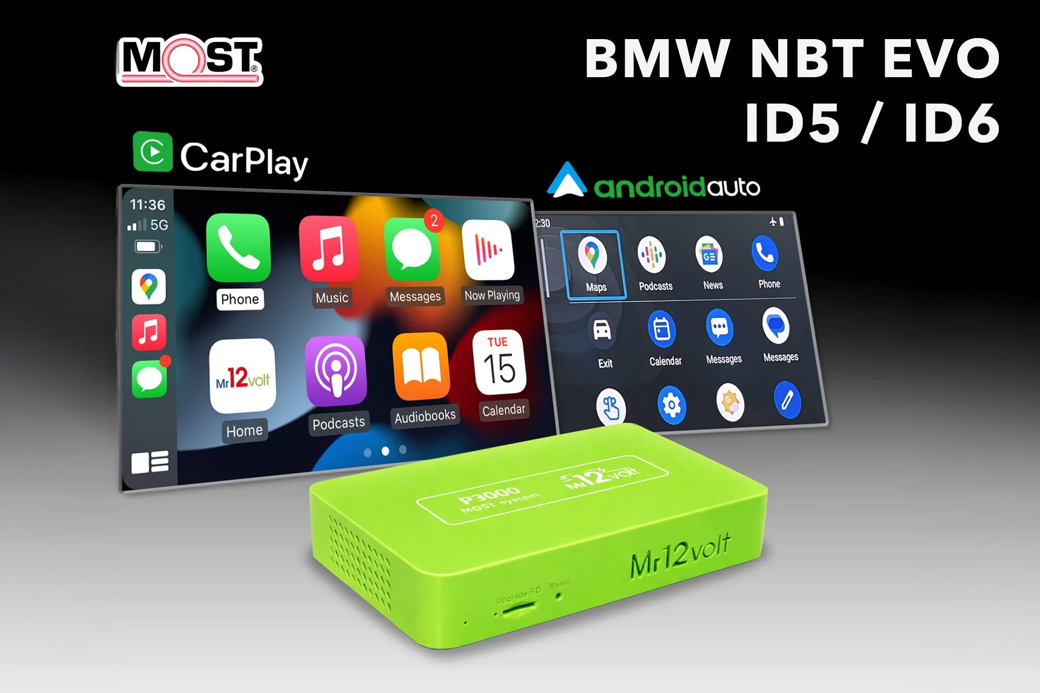 Mr12Volt High-End BMW NBT EVO ID5 ID6 Wireless CarPlay & Android Auto ...