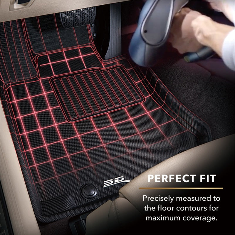 3D MAXpider 2014-2019 Chevrolet Silverado Crew Cab Kagu 1st & 2nd Row Floormats - Black
