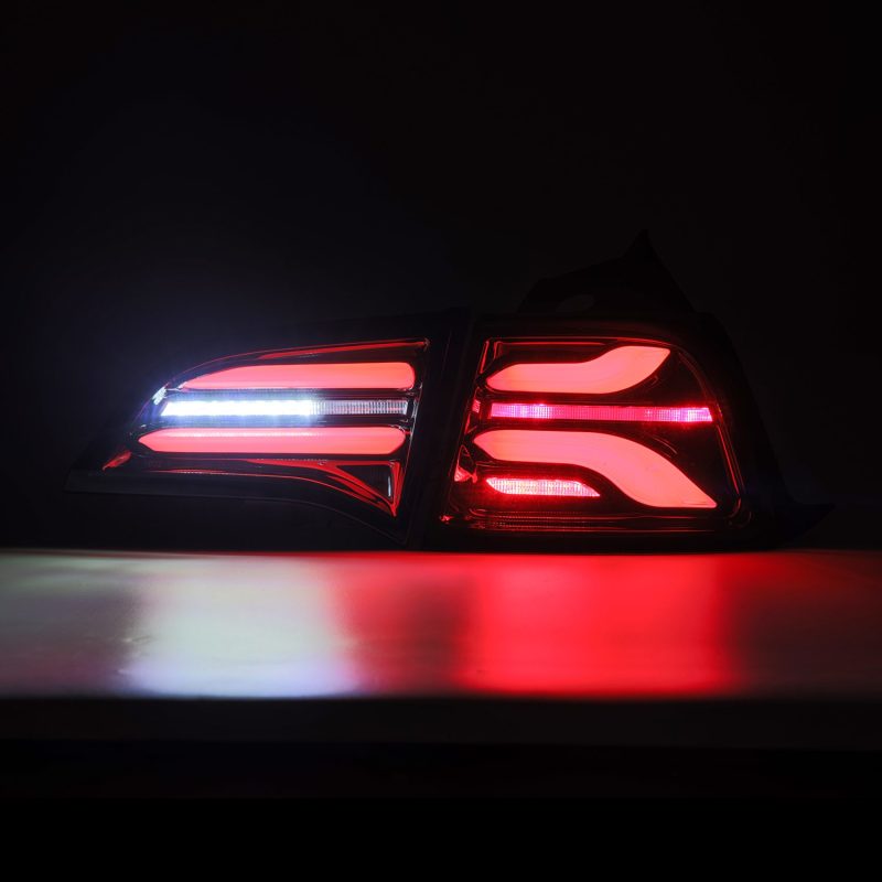 AlphaRex 17-22 Tesla Model 3 PRO-Series LED Tail Lights Jet Black w/Seq Sig