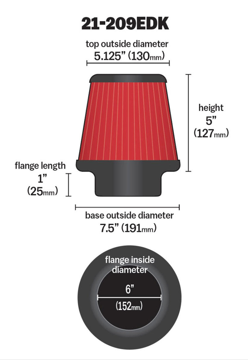 AEM 6 inch Short Neck 5 inch Element Filter Replacement